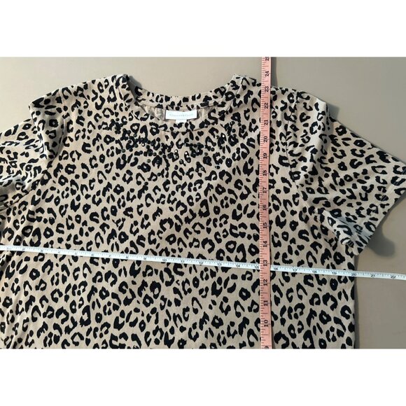 Charter Club Women Beige Black Leopard Print Short Sleeve Top Size L - Picture 4 of 4